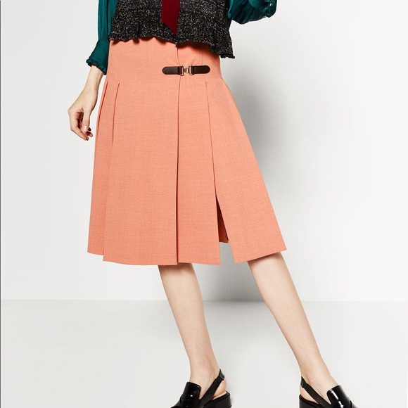 NWT Zara Pink Accordion Box Pleated Midi Skirt - Picture 4 of 8